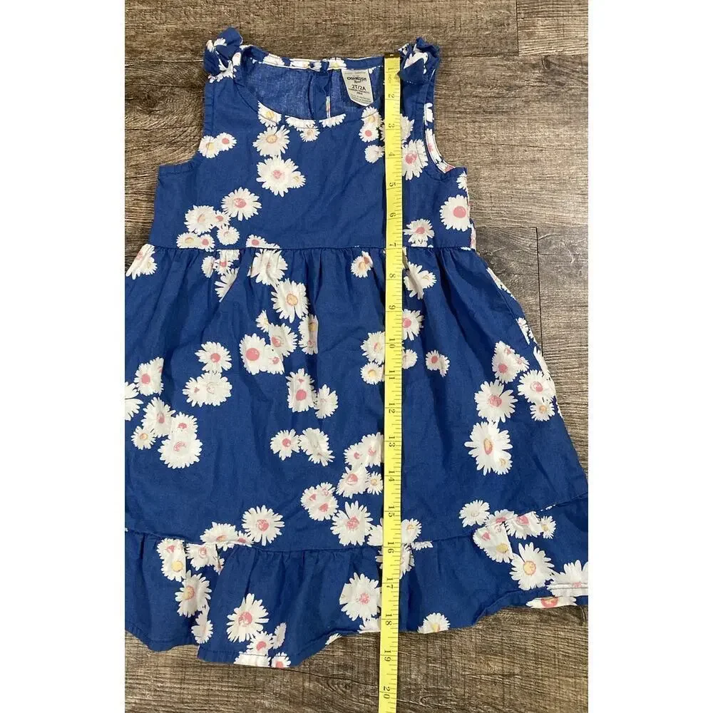 OshKosh B’gosh Girls Toddler Blue Floral A Line Sundress Size 2T